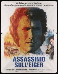 3p223 EIGER SANCTION Italian 2p '75 great different art of Clint Eastwood by Jean Mascii!