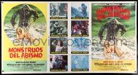 3p013 HUMANOIDS FROM THE DEEP Spanish/U.S. export 1-stop poster '80 art of monster & sexy girl on beach!