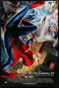 3r093 AMAZING SPIDER-MAN 2 int'l advance DS 1sh '14 Fights with Electro, great far away image!