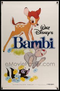 3r166 BAMBI 1sh R82 Walt Disney cartoon deer classic, great art with Thumper & Flower!