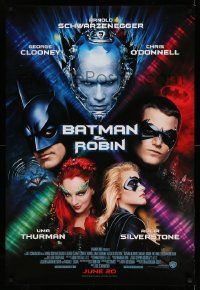 3r174 BATMAN & ROBIN advance 1sh '97 Clooney, O'Donnell, Schwarzenegger, Thurman, cast images!