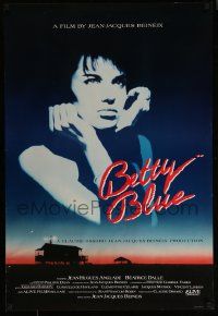 3r214 BETTY BLUE 1sh '86 Jean-Jacques Beineix, close up of pensive Beatrice Dalle in sky!
