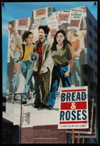 3r266 BREAD & ROSES 1sh '00 Adrien Brody, Monica Rivas, cool mural design!
