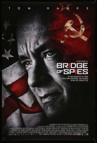3r271 BRIDGE OF SPIES advance DS 1sh '15 great image of Tom Hanks with U.S. and Soviet flags!