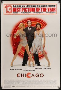 3r330 CHICAGO 1sh '02 Renee Zellweger & Catherine Zeta-Jones, Richard Gere, 13 AA nominations!