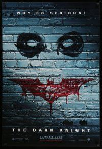3r417 DARK KNIGHT teaser DS 1sh '08 why so serious? cool graffiti image of the Joker's face!