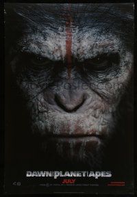 3r425 DAWN OF THE PLANET OF THE APES style A teaser DS 1sh '14 super close-up of Caesar!