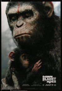 3r426 DAWN OF THE PLANET OF THE APES style B teaser DS 1sh '14 close-up of Caesar w/ his son!