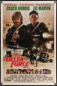 3r447 DELTA FORCE 1sh '86 cool art of Chuck Norris & Lee Marvin firing guns by S. Watts!