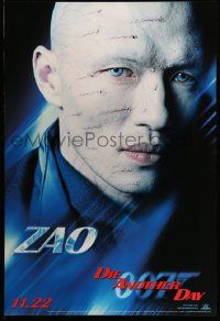 3r468 DIE ANOTHER DAY teaser 1sh '02 James Bond 007, close-up image of scarred Rick Yune as Zao!