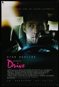 3r506 DRIVE advance DS 1sh '11 cool image of Ryan Gosling in car, there are no clean getaways!