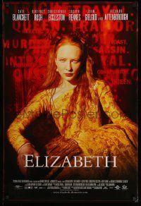 3r530 ELIZABETH int'l DS 1sh '98 great close up image of Cate Blanchett as England's queen!