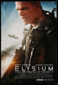 3r532 ELYSIUM IMAX advance DS 1sh '13 Matt Damon, Jodie Foster, Sharlto Copley, sci-fi action!