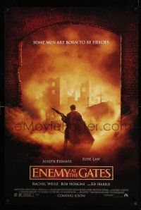 3r544 ENEMY AT THE GATES Coming Soon style advance DS 1sh '01 Jude Law, Fiennes, Harris, WWII!