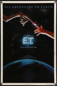 3r513 E.T. THE EXTRA TERRESTRIAL 1sh '83 Drew Barrymore, Spielberg, Alvin art, continuous release!