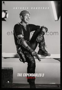 3r580 EXPENDABLES 3 teaser DS 1sh '14 great image of laughing Antonio Banderas w/gun!