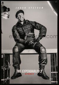 3r581 EXPENDABLES 3 teaser DS 1sh '14 great image of laughing Jason Statham with gun!
