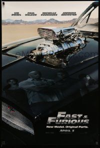 3r603 FAST & FURIOUS teaser DS 1sh '09 Vin Diesel, Paul Walker, blown R/T Charger!
