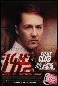 3r621 FIGHT CLUB advance 1sh '99 David Fincher, great close-up portrait of Edward Norton!