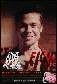 3r620 FIGHT CLUB advance 1sh '99 David Fincher, great close-up portrait of Brad Pitt!