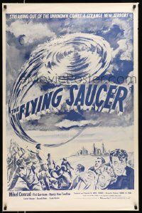 3r642 FLYING SAUCER 1sh R53 cool sci-fi artwork of UFOs from space & terrified people!