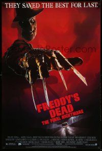 3r660 FREDDY'S DEAD 1sh '91 great art of Robert Englund as Freddy Krueger!
