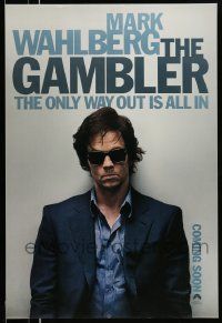 3r686 GAMBLER teaser DS 1sh '14 great image of Mark Whalberg with sunglasses and sport coat!