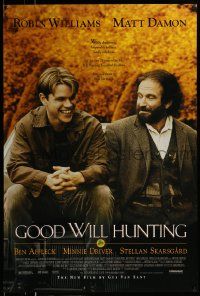3r736 GOOD WILL HUNTING 1sh '97 great image of smiling Matt Damon & Robin Williams!