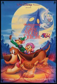 3r753 GREAT MOUSE DETECTIVE DS 1sh R92 Walt Disney's crime-fighting Sherlock Holmes rodent cartoon!