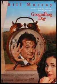3r766 GROUNDHOG DAY 1sh '93 Bill Murray, Andie MacDowell, directed by Harold Ramis!