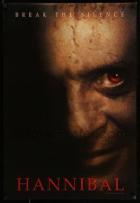 3r777 HANNIBAL teaser DS 1sh '00 creepy close up of red-eyed Anthony Hopkins as Dr. Lector!