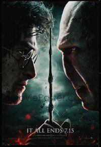 3r790 HARRY POTTER & THE DEATHLY HALLOWS PART 2 teaser DS 1sh '11 Radcliffe facing off w/Fiennes!