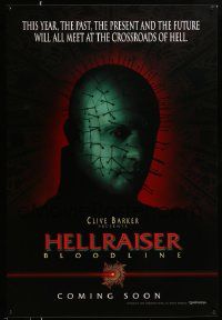 3r816 HELLRAISER: BLOODLINE teaser 1sh '96 Clive Barker, super close up of creepy Pinhead!