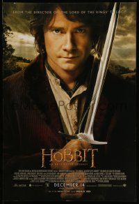 3r830 HOBBIT: AN UNEXPECTED JOURNEY int'l advance DS 1sh '12 great image of Martin Freeman as Bilbo!