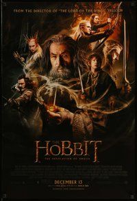3r834 HOBBIT: THE DESOLATION OF SMAUG advance DS 1sh '13 Peter Jackson directed, cool cast montage!