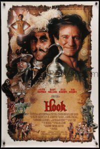 3r841 HOOK DS 1sh '91 artwork of pirate Dustin Hoffman & Robin Williams by Drew Struzan!