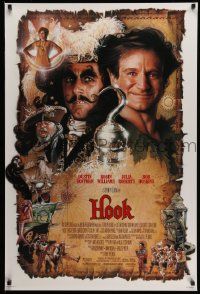 3r840 HOOK 1sh '91 artwork of pirate Dustin Hoffman & Robin Williams by Drew Struzan!
