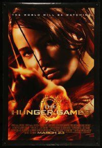 3r857 HUNGER GAMES advance DS 1sh '12 cool image of Jennifer Lawrence as Katniss!