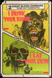 3r879 I DRINK YOUR BLOOD/I EAT YOUR SKIN 1sh '71 two great blood-horrors that rip out your guts!