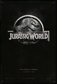 3r989 JURASSIC WORLD teaser DS 1sh '15 Jurassic Park sequel, cool image of the classic logo!