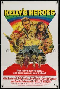 3r997 KELLY'S HEROES 1sh R72 Clint Eastwood, Telly Savalas, Don Rickles, Donald Sutherland!