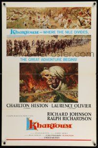 3r998 KHARTOUM style B 1sh '66 Frank McCarthy art of Charlton Heston & Laurence Olivier!