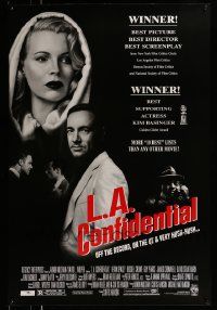 3s026 L.A. CONFIDENTIAL awards DS 1sh '97 Kim Basinger in black and white hood, Spacey, more!