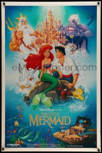 3s088 LITTLE MERMAID DS 1sh '89 great Bill Morrison art of Ariel & cast, Disney underwater cartoon