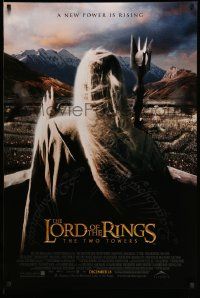 3s116 LORD OF THE RINGS: THE TWO TOWERS int'l advance DS 1sh '02 Christopher Lee as Saruman!