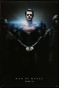 3s148 MAN OF STEEL teaser DS 1sh '13 Henry Cavill in the title role as Superman handcuffed!