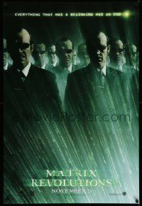 3s182 MATRIX REVOLUTIONS teaser DS 1sh '03 image of Hugo Weaving as many Agent Smiths!