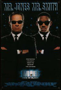3s198 MEN IN BLACK int'l DS 1sh '97 Will Smith & Tommy Lee Jones close-up!