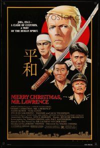 3s203 MERRY CHRISTMAS MR. LAWRENCE 1sh '83 really cool art of David Bowie & cast by Makhi!
