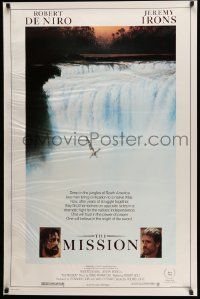 3s219 MISSION 1sh '86 Robert De Niro, Jeremy Irons, cool waterfall artwork!